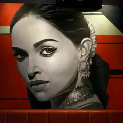 wall art realistic portrait of deepika padukone